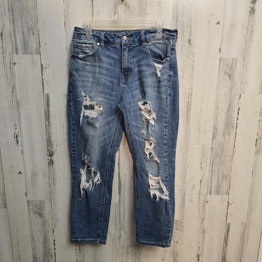 Fashion Nova Ripped Blue Boyfriend Jeans Juniors Size 9